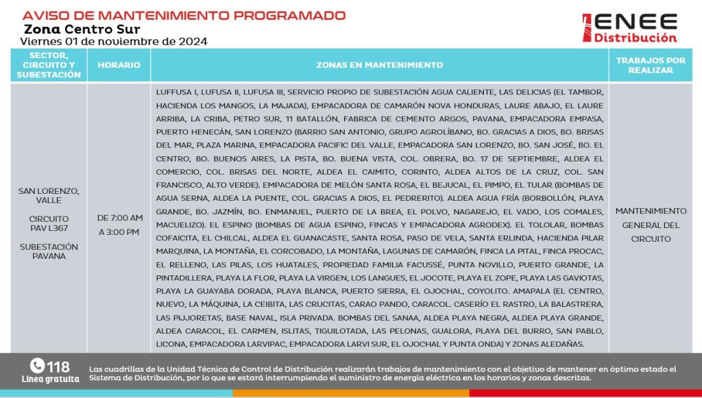 Lista de colonias que no tendrán luz mañana