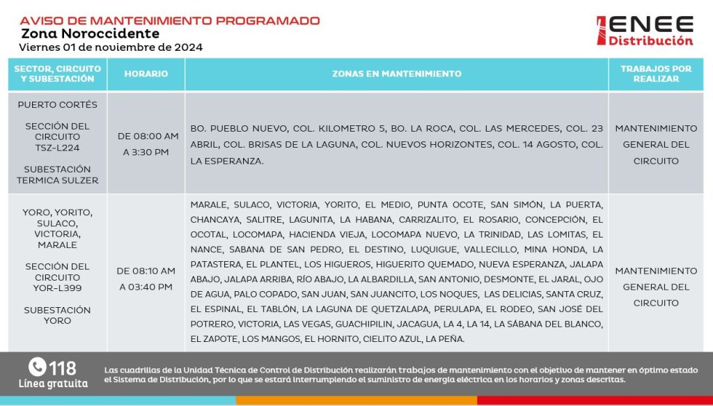 Lista de colonias que no tendrán luz mañana