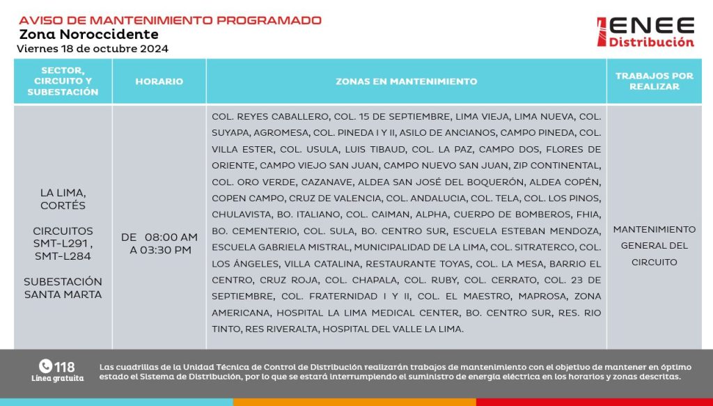Lista de colonias que no tendrán luz mañana