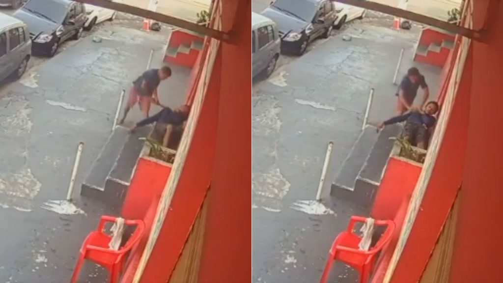 Momentos donde el mecánico ataca al hombre en situación de calle