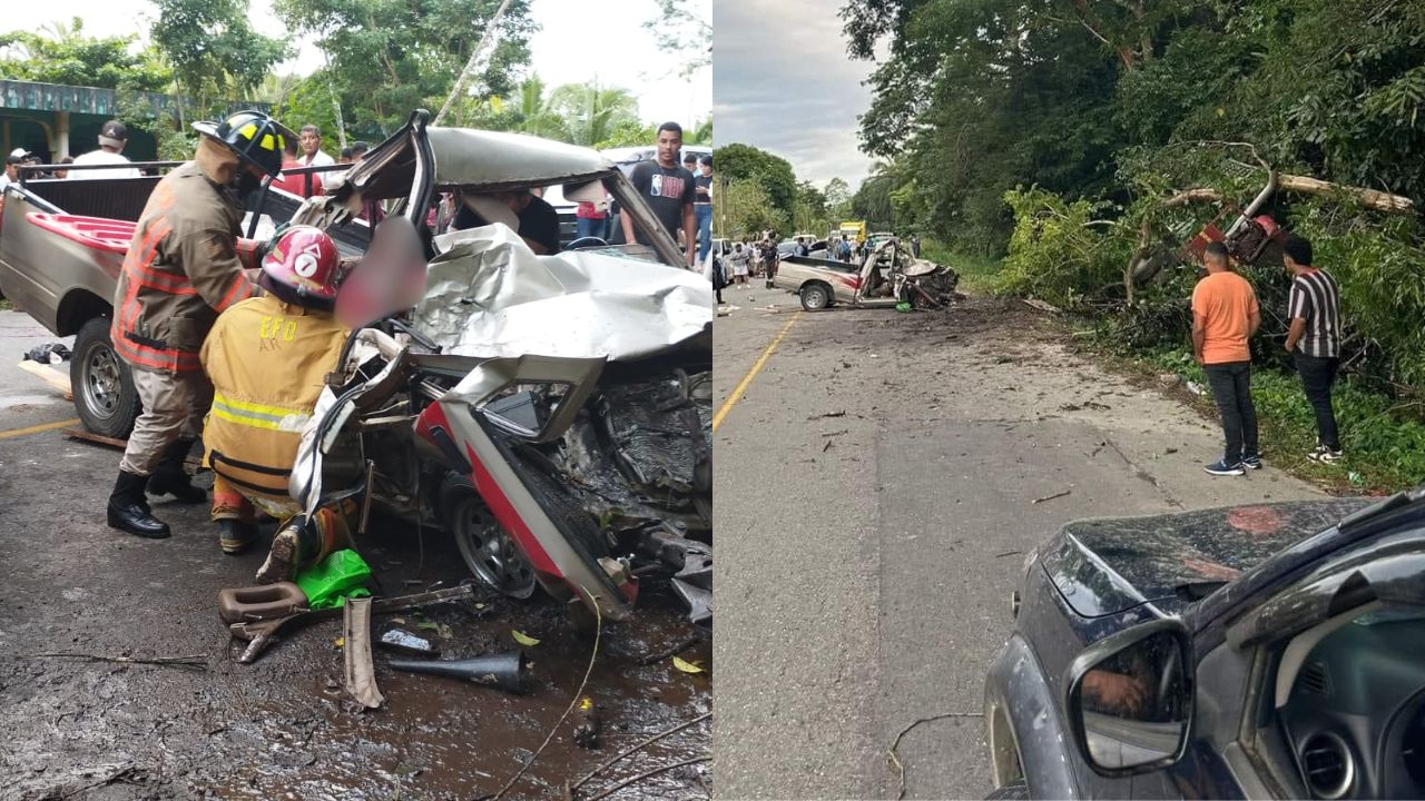 Al menos un muerto y varios heridos deja colisión entre pick-up y camión en Tela