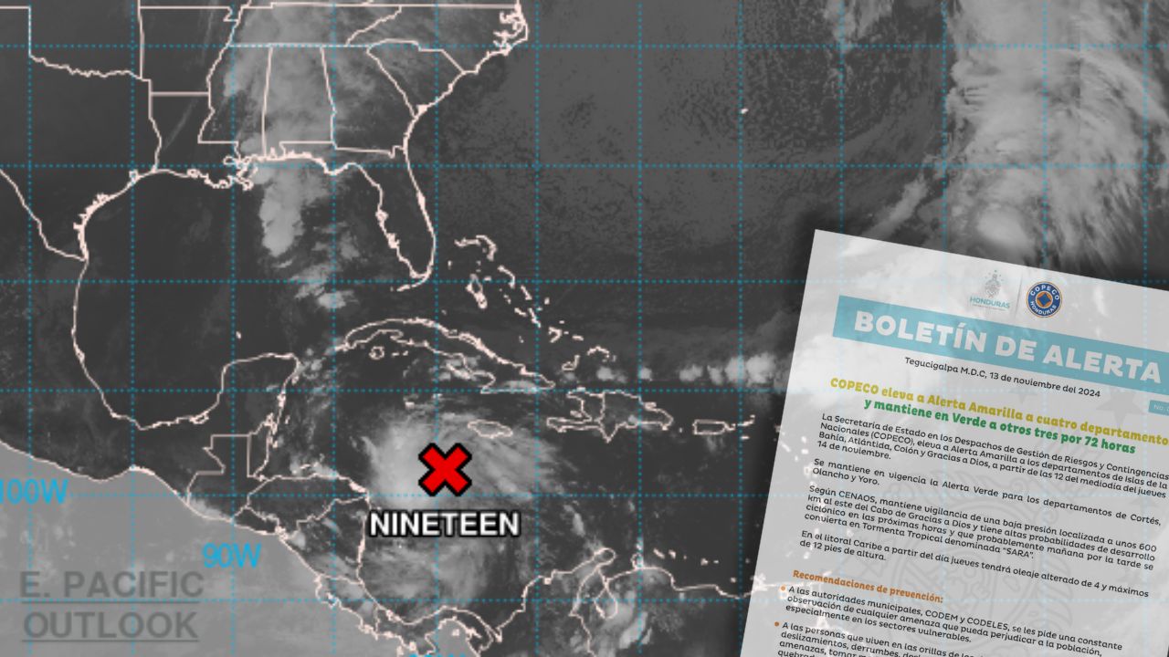 Por onda tropical, elevan a alerta amarilla a cuatro departamentos de Honduras