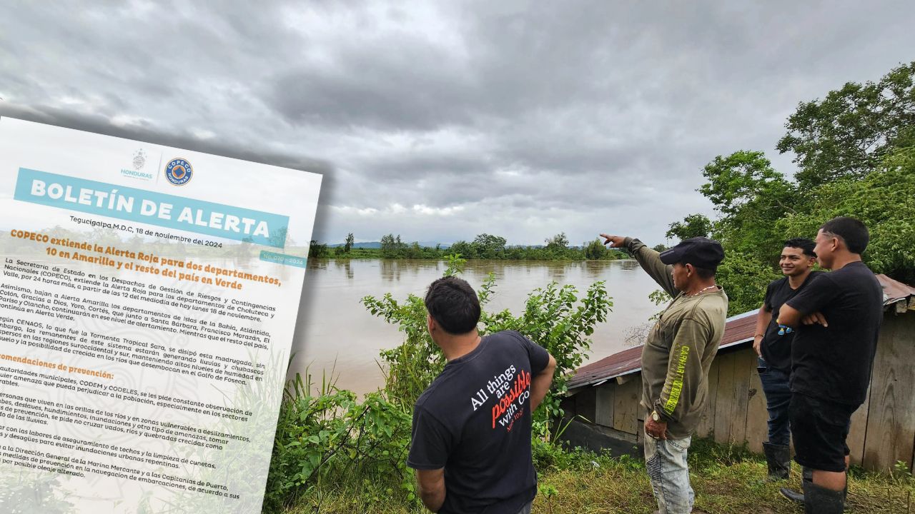 Extienden alerta roja en Valle y Choluteca; resto de Honduras está en verde y amarillo