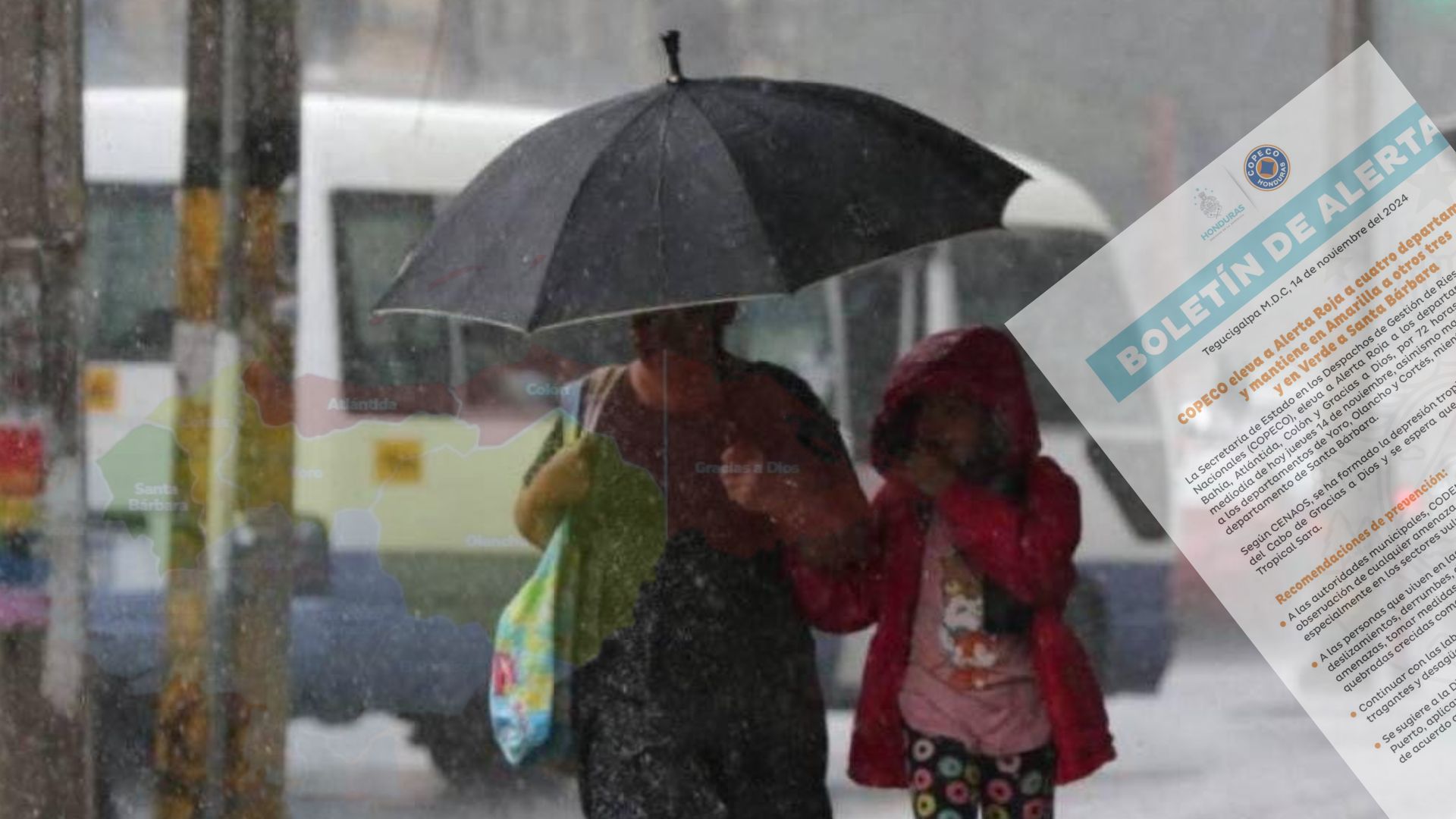 Depresión se convierte en tormenta Sara: alerta roja en cuatro departamentos
