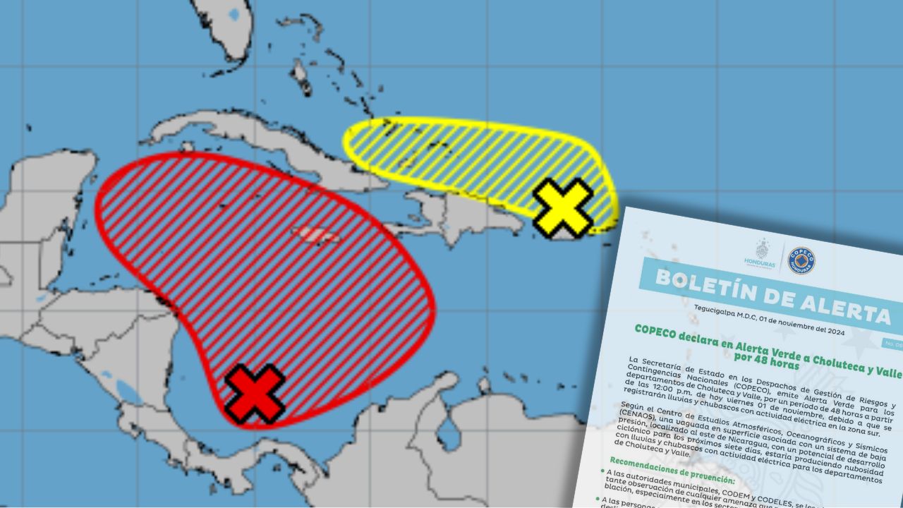 Declaran alerta verde por lluvias en dos departamentos de Honduras