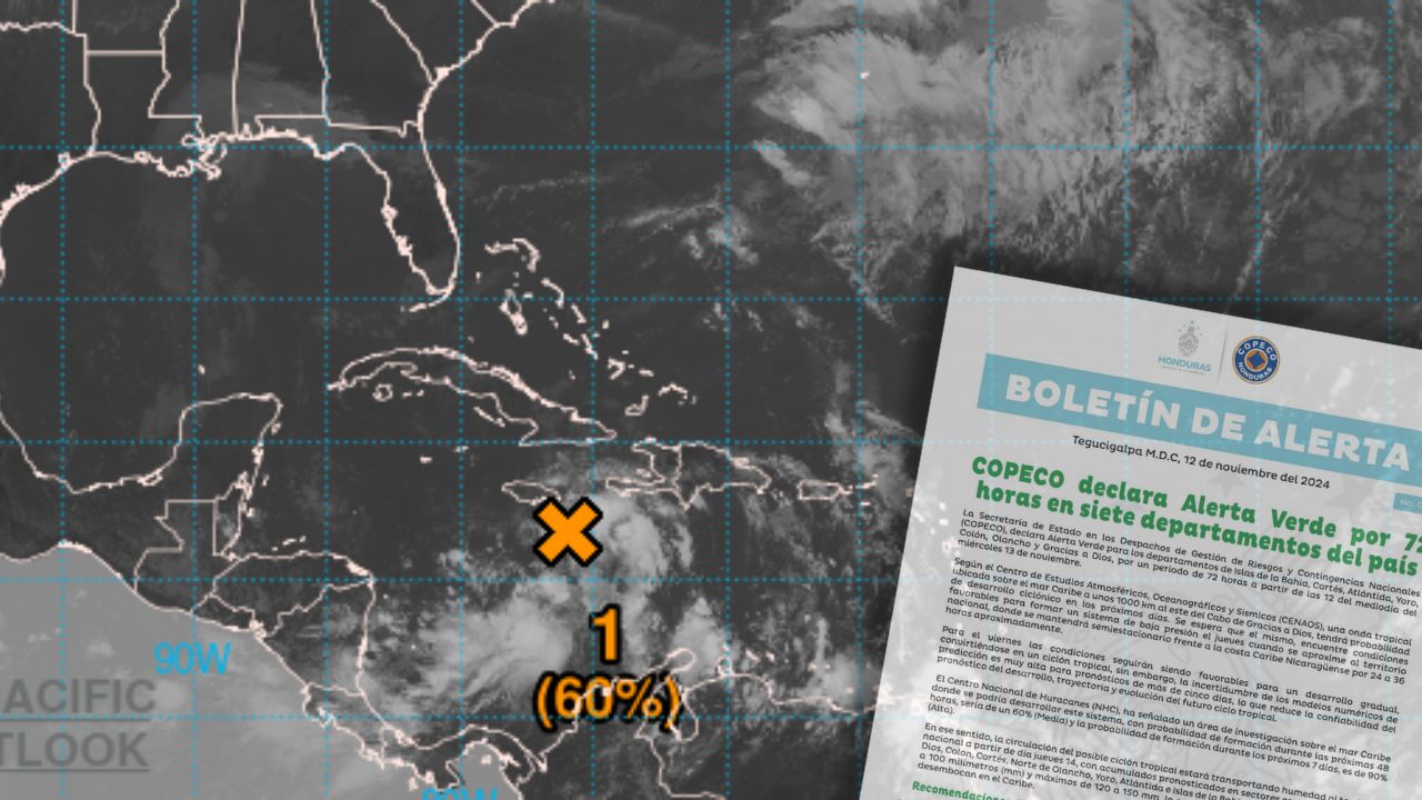 Emiten alerta verde por lluvias para siete departamentos de Honduras