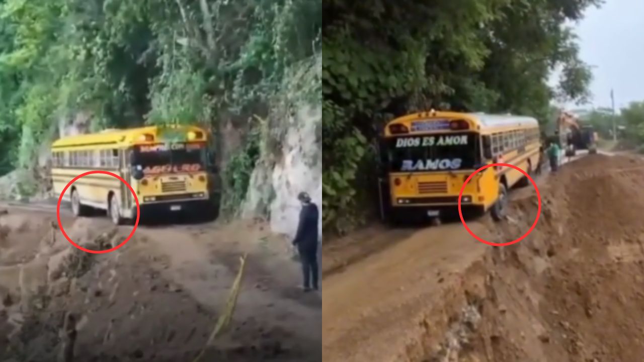 Buses interurbanos, a punto de caer al barranco por mal estado de calle, ¿donde ocurrió?