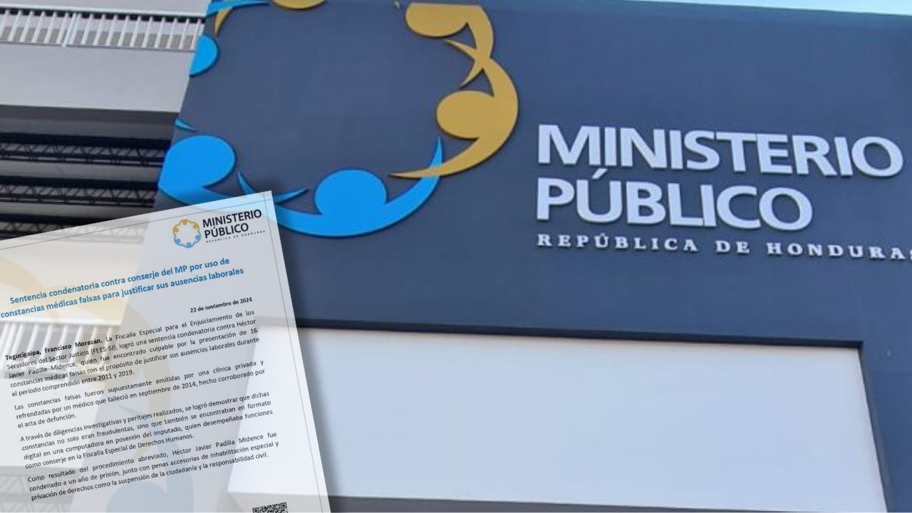 Declaran culpable a conserje del MP por falsificación de constancias para 'no trabajar'