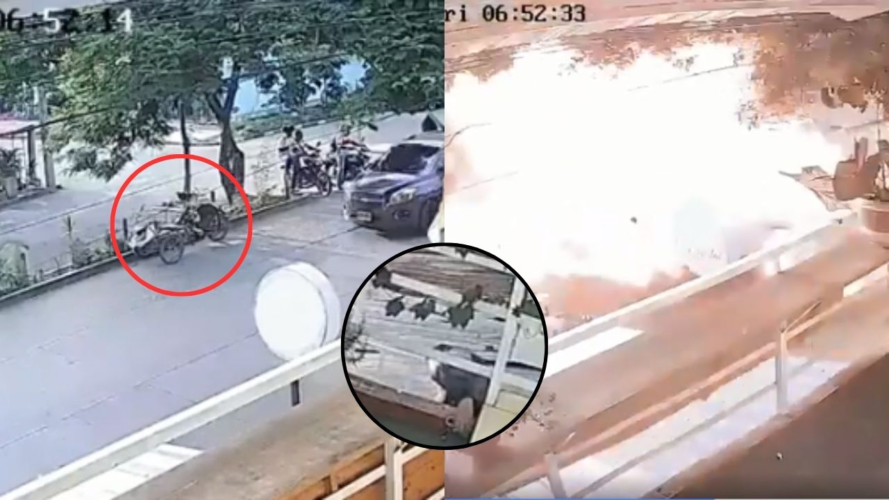 Graban momento de explosión de una 'motobomba' frente a un hospital