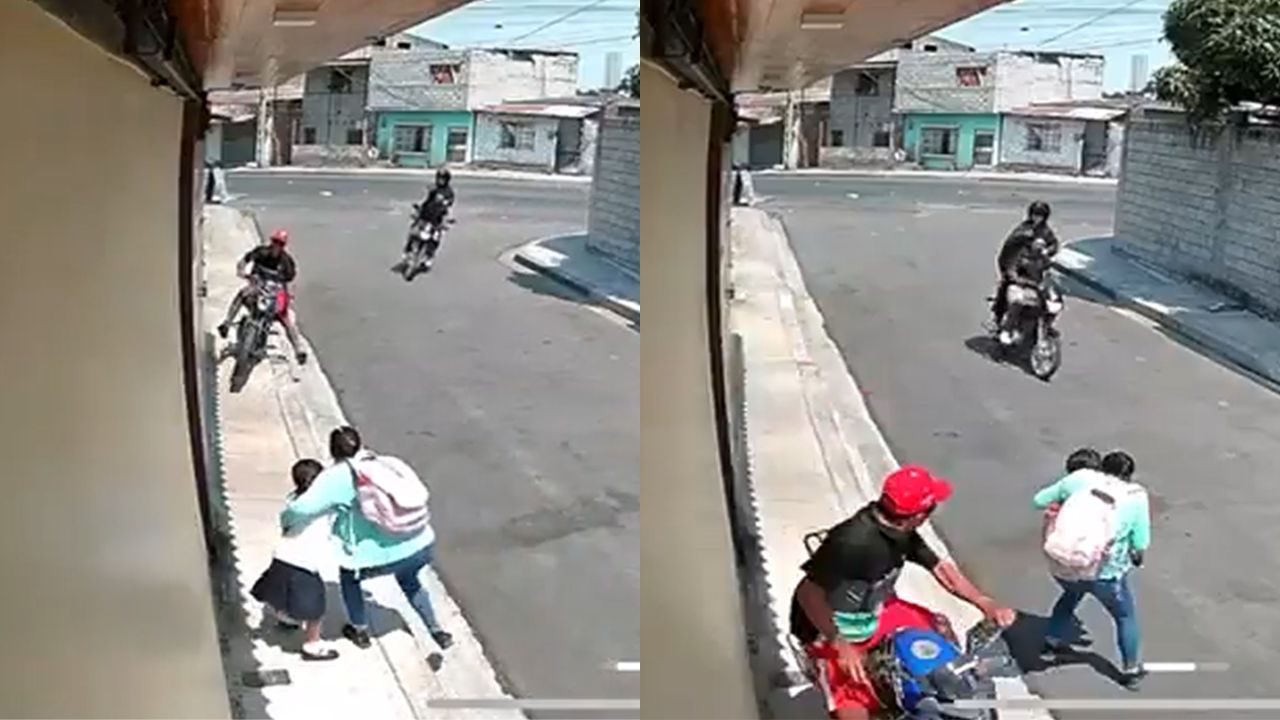 Captan momento en que sicarios casi disparan a madre e hija cuando atentaban contra motociclista