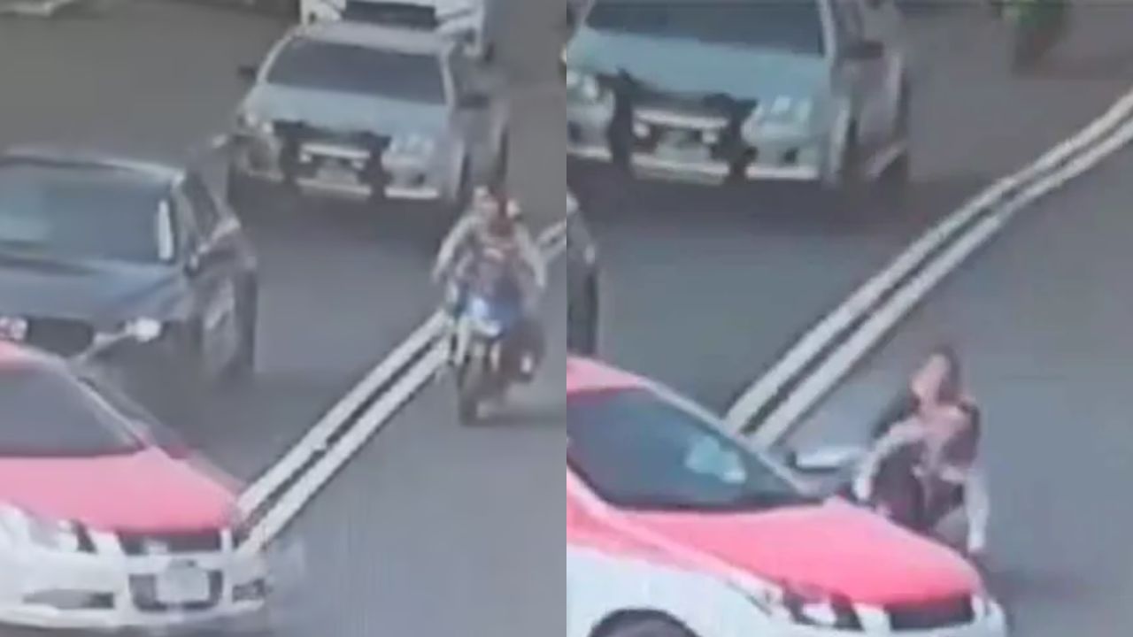 Video capta cuando motociclista muere tras chocar contra taxista que dio una vuelta prohibida