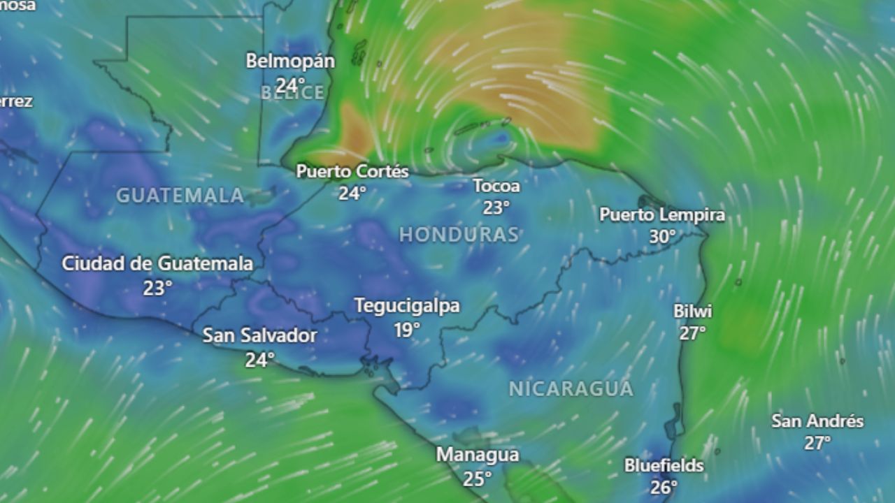 Así avanza la tormenta tropical Sara sobre la Costa  Norte de Honduras