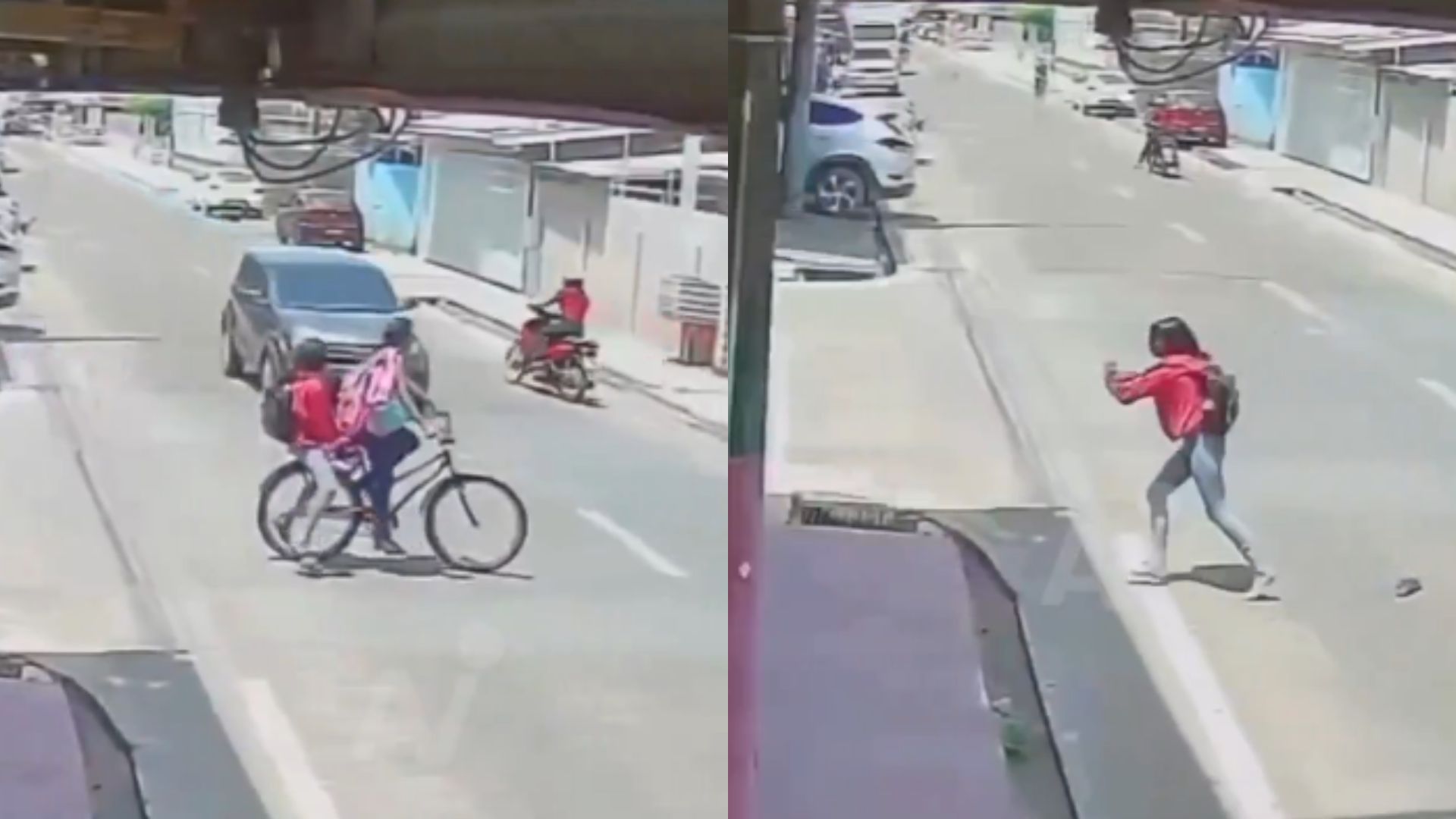 Video capta cuando vehículo atropella a dos menores que iban en bicicleta