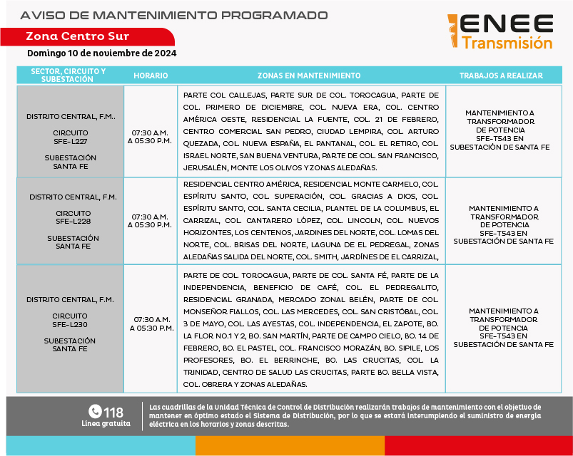 Lista de colonias que no tendrán luz pasado mañana