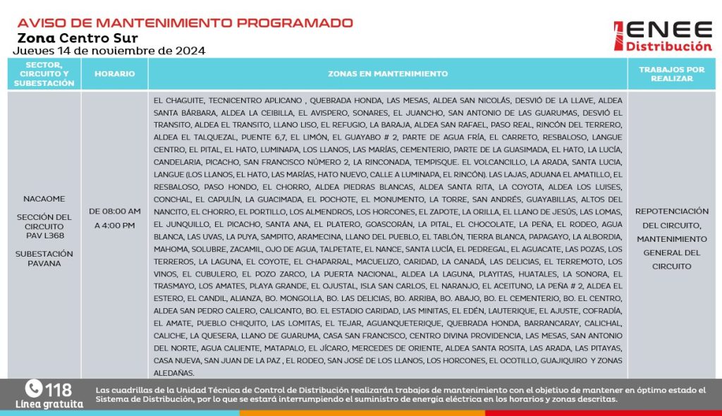 Lista de colonias que no tendrán luz pasado mañana