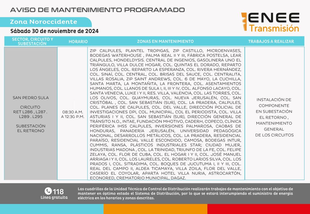 Lista de colonias que no tendrán luz pasado mañana