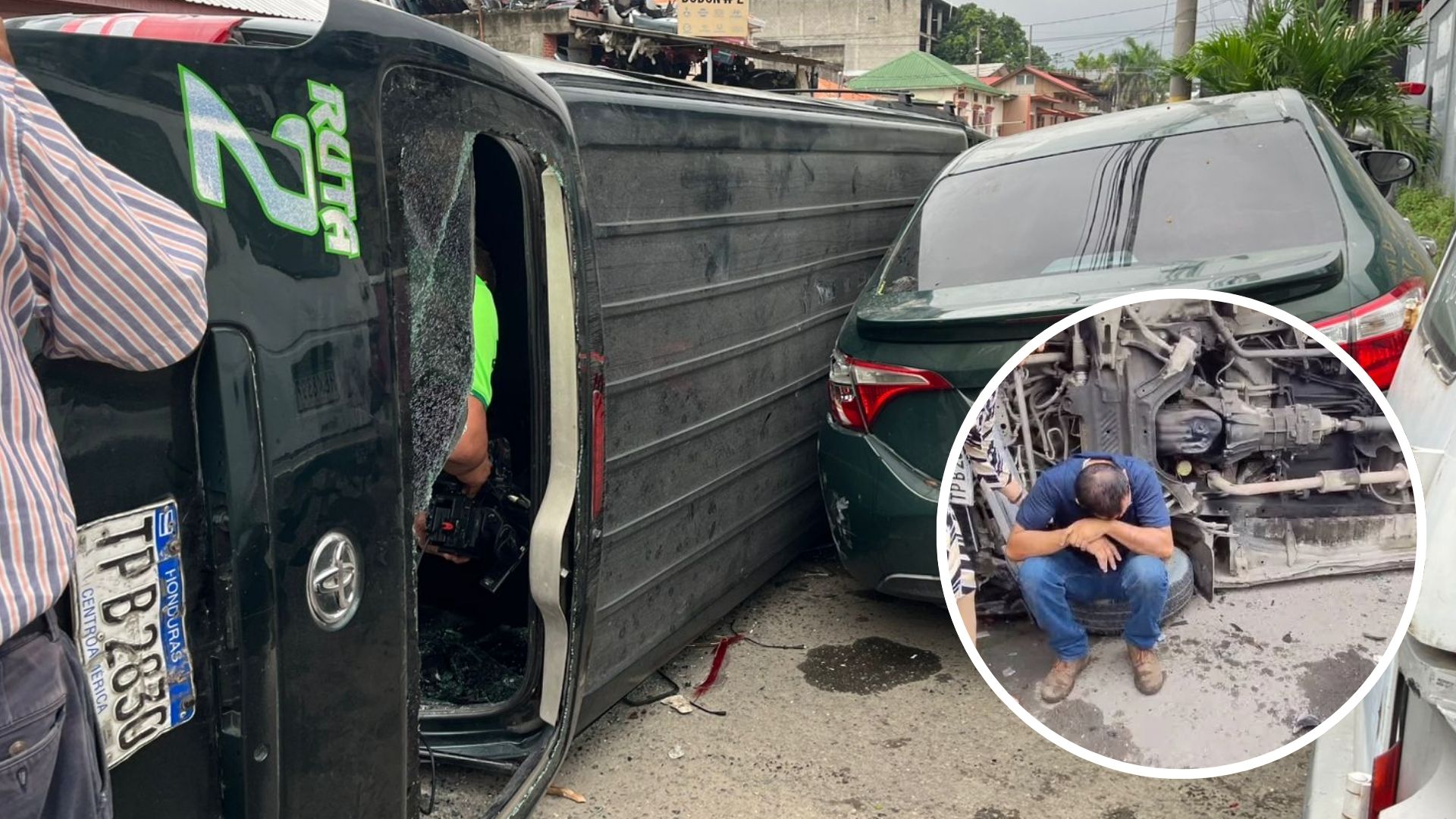 'Invertí 18 mil lempiras': auto colisiona con bus que recién salía del taller y deja varios heridos