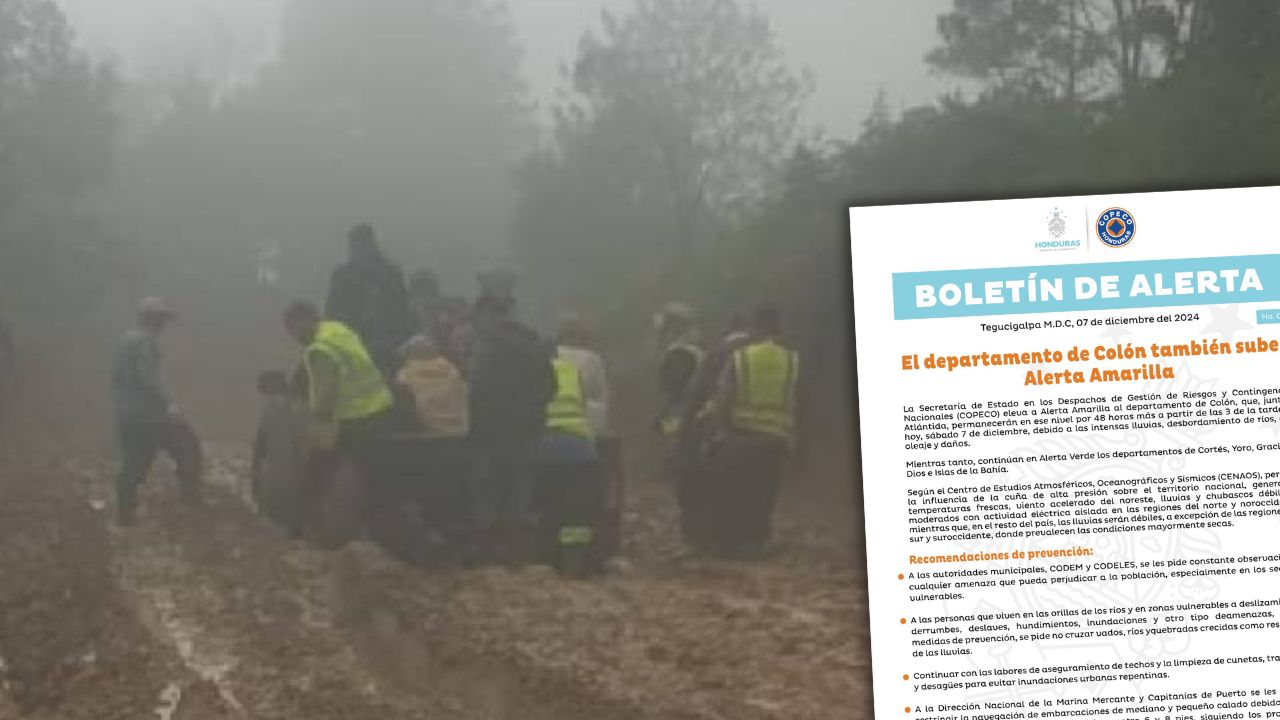 En alerta amarilla dos departamentos de Honduras por intensas lluvias; cuatro siguen en verde