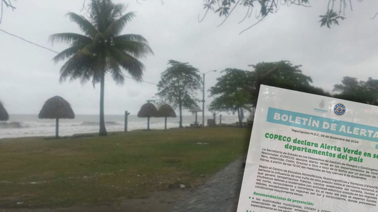 Emiten alerta verde para estos seis departamentos por lluvias y vientos