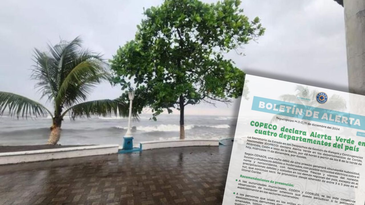 Estos departamentos estarán en alerta verde por lluvias, anuncia Copeco