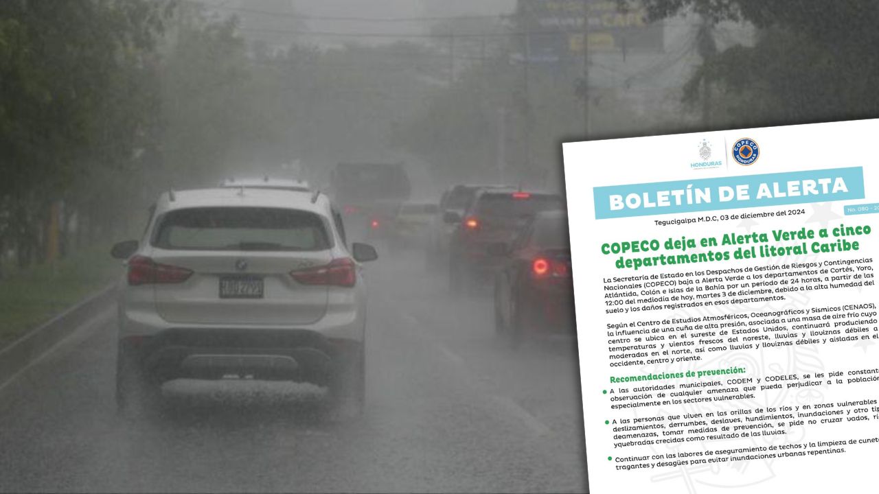 En alerta verde estos departamentos de Honduras por daños y alta humedad del suelo