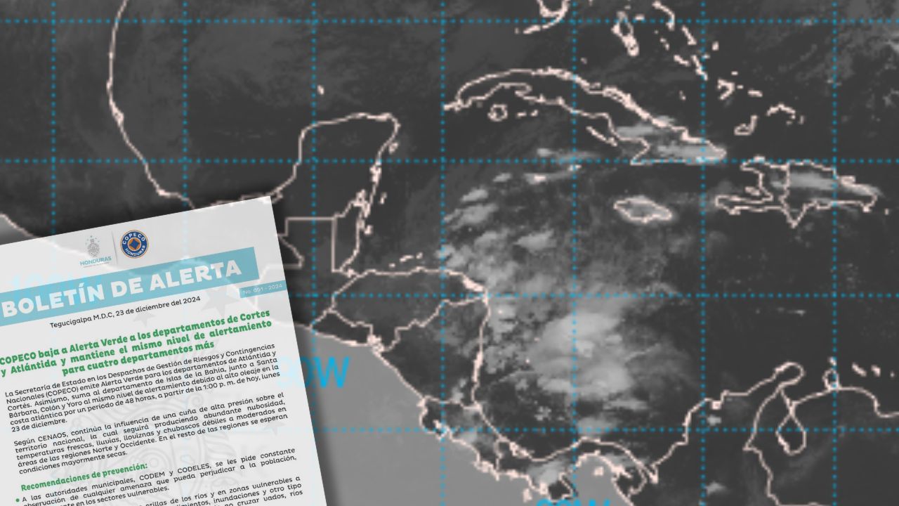 Para estos departamentos mantiene alerta verde Copeco, por lluvias