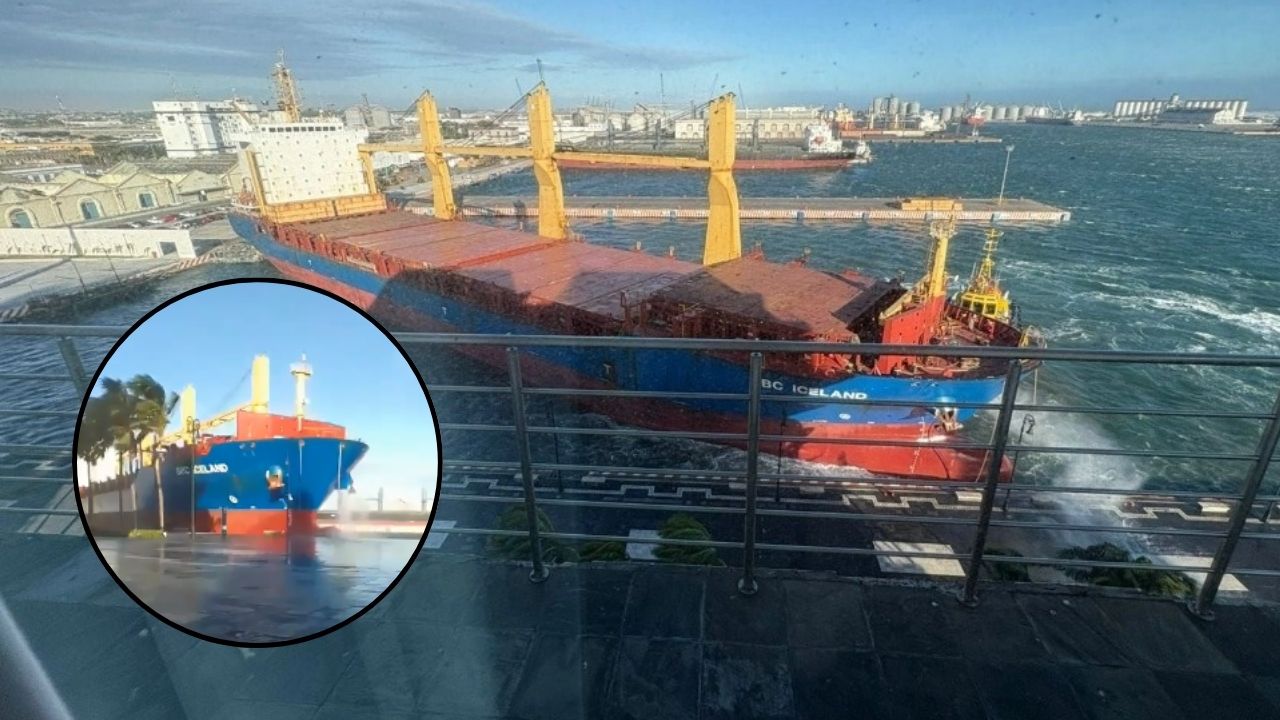 Vídeo: Barco carguero se estrella contra un muelle por vientos de frente frío