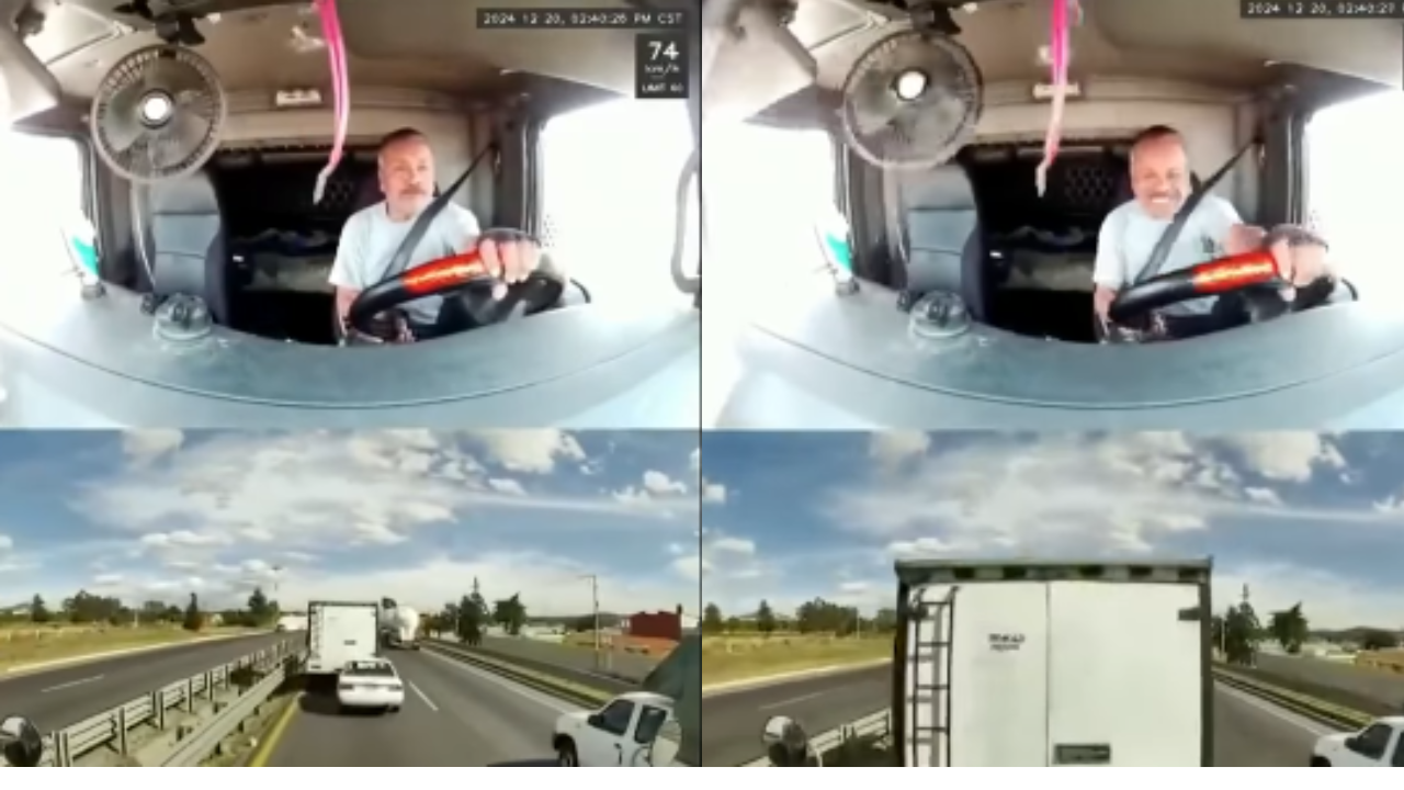 Video: Así fue el impactante momento en que tráiler embiste a vehículo