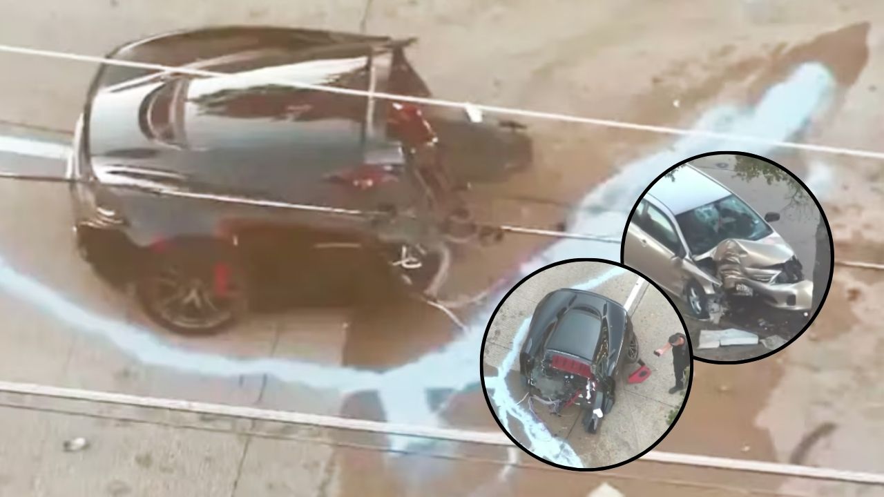 Carro de lujo terminó partido por mitad tras fuerte accidente, ¿qué pasó con sus ocupantes?