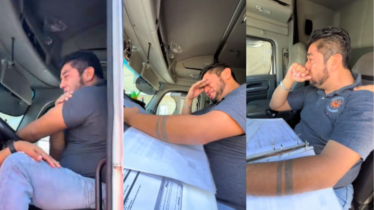 Captan a conductor de rastra llorar desconsolado tras accidente; esta es la razón