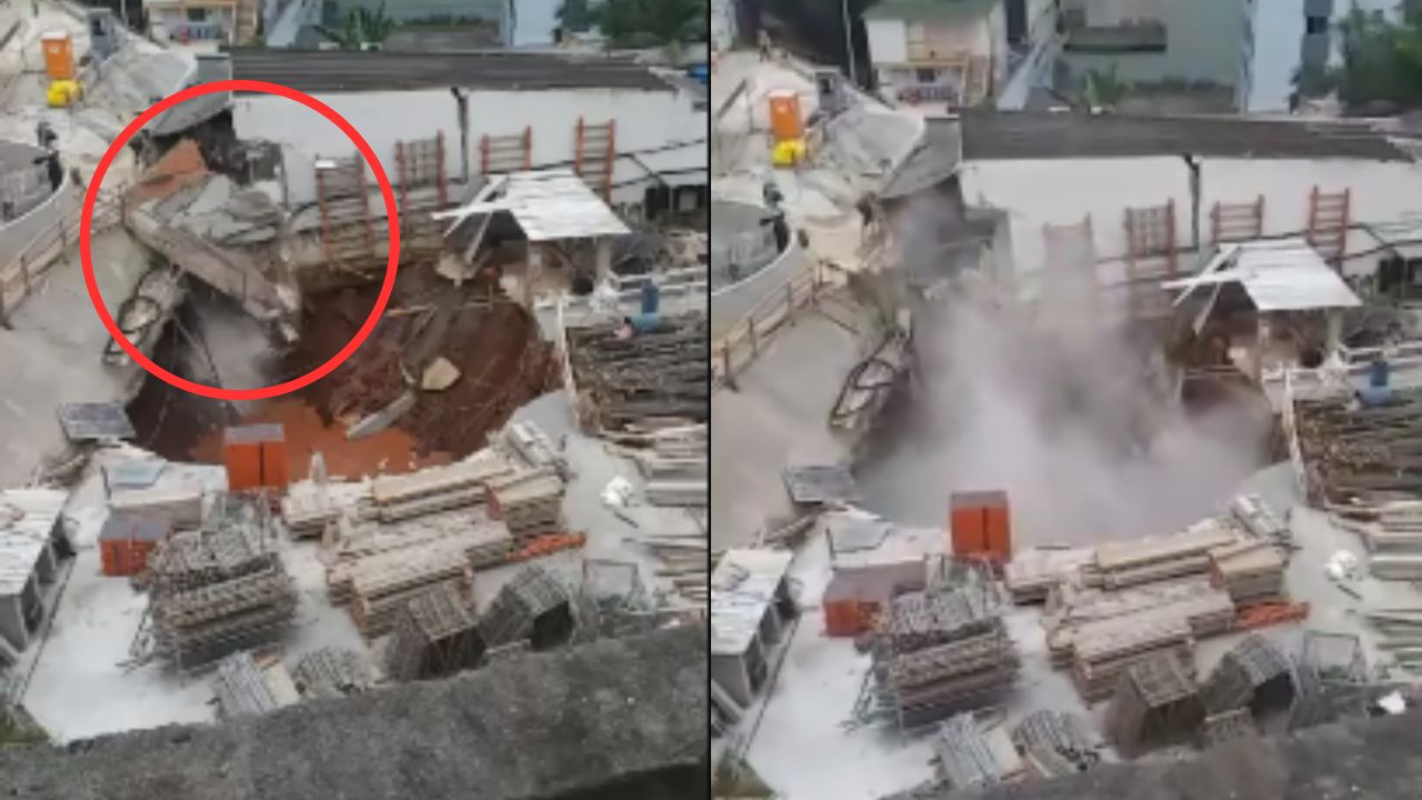 Vídeo: así fue el derrumbe de la construcción de una obra de transporte público