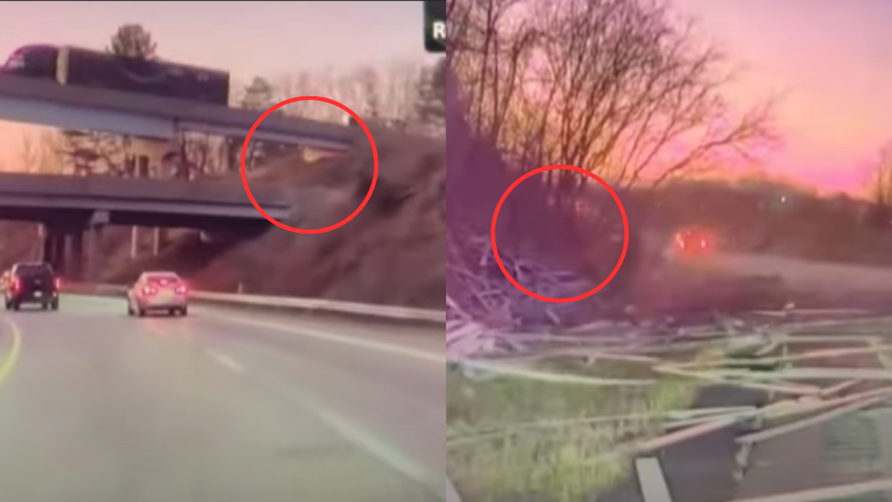 Imagen de El aterrador momento en que se desprende la carga de un camión en plena carretera