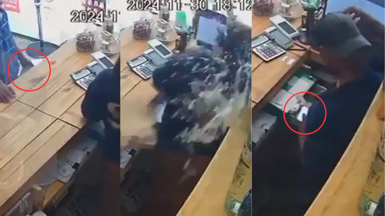 Vídeo: Ladrón golpea con una piedra a cajera y le roba dinero y un celular
