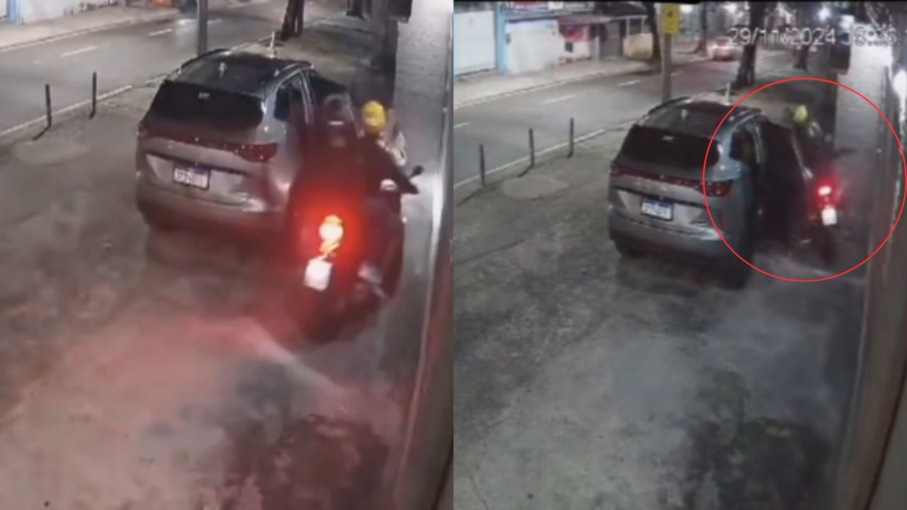 Vídeo: Ladrones en moto intentan asalto a familia, pero fueron sorprendidos por militar
