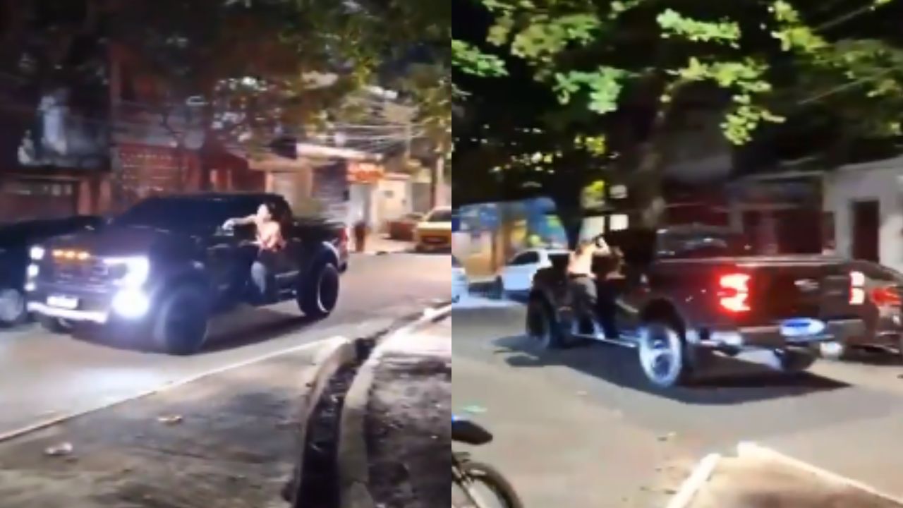 Vídeo: Mujer arriesga su vida al colgarse de carro en el que iba su esposo con la amante