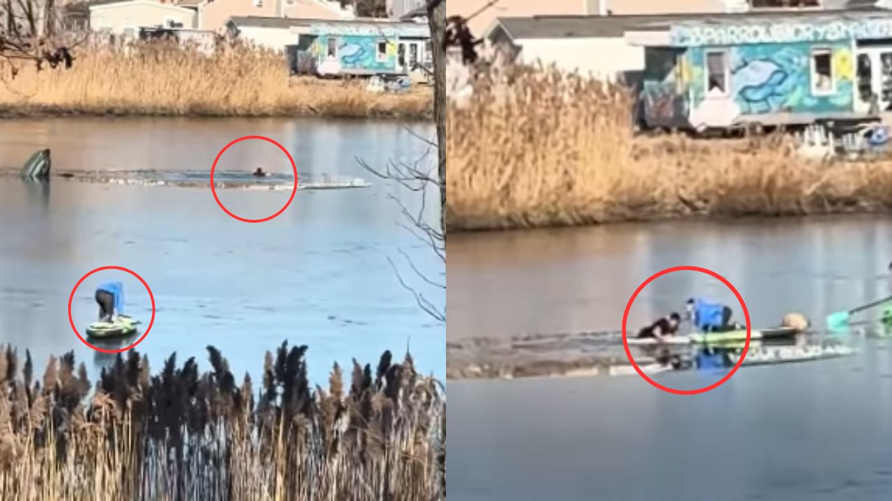 Vídeo: Mujer rescata a un hombre que estaba a punto de morir en un lago congelado