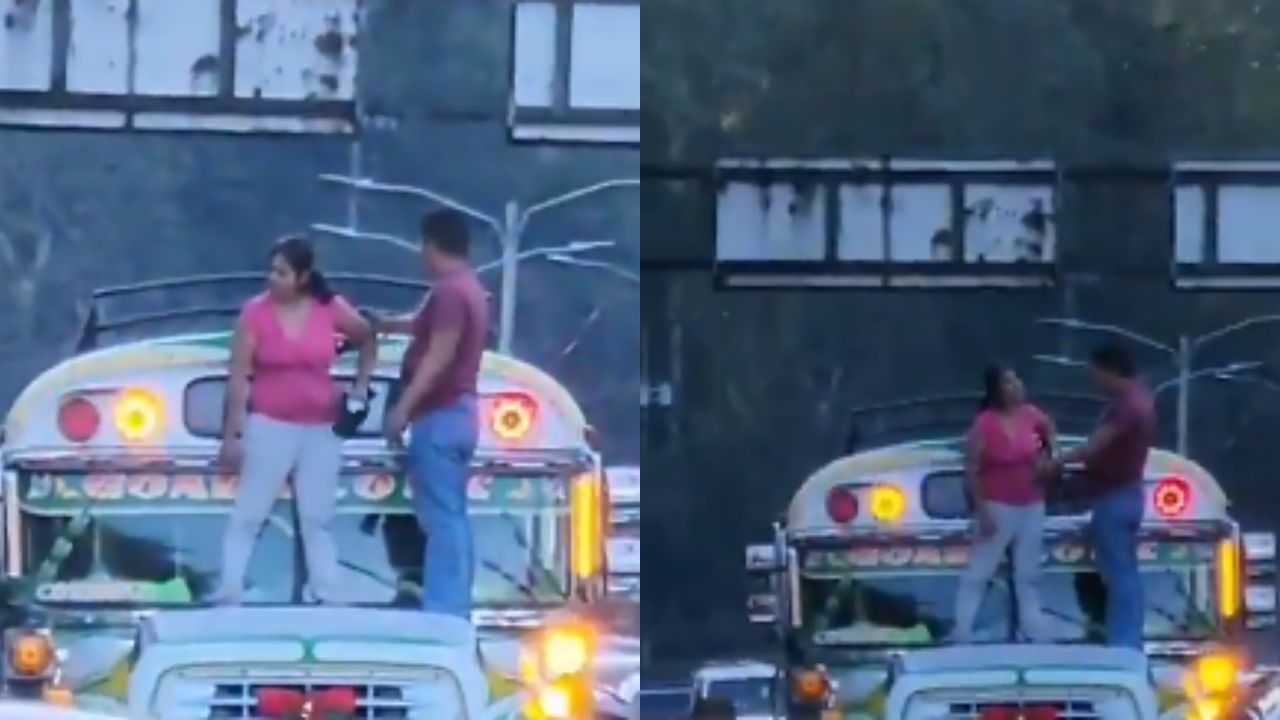 Así fue la insólita pelea de una pareja sobre la 'trompa' de un bus