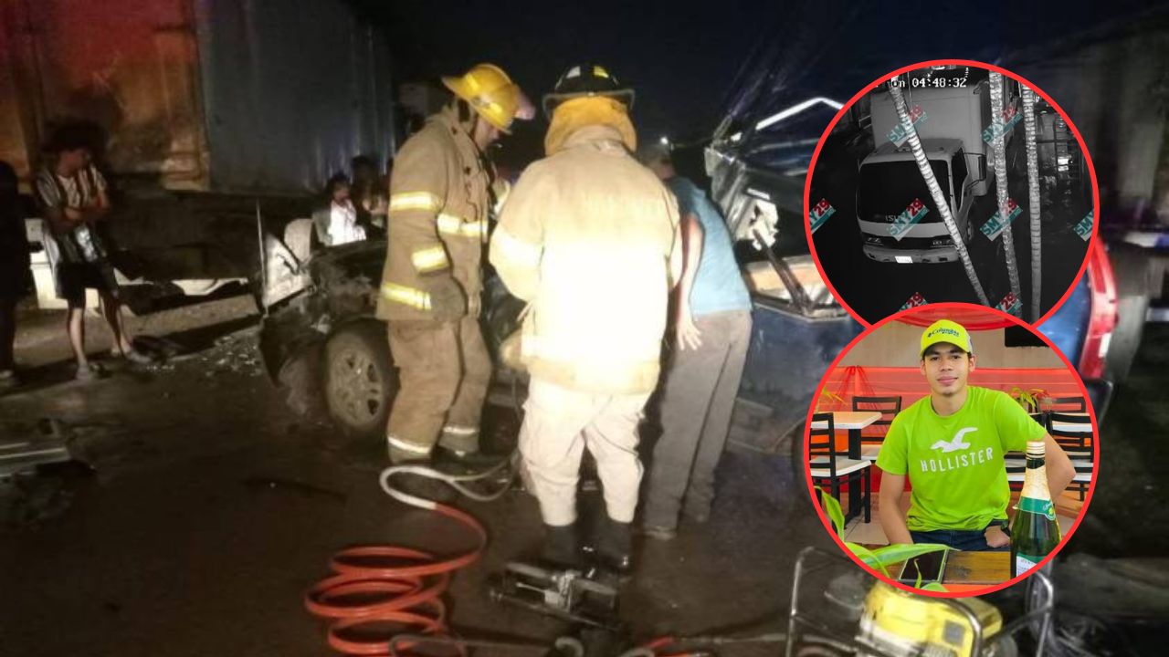 Video revela momento en que joven muere tras impactar contra camiones en Yoro