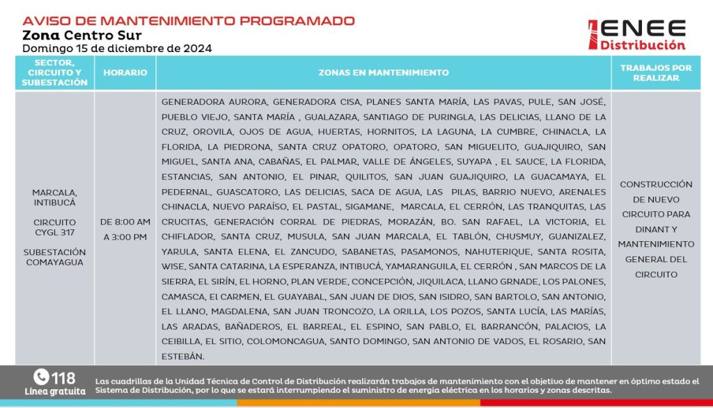Lista de colonias que no tendrán luz pasado mañana