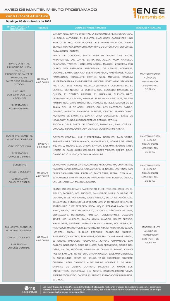Lista de colonias que no tendrán luz pasado mañana