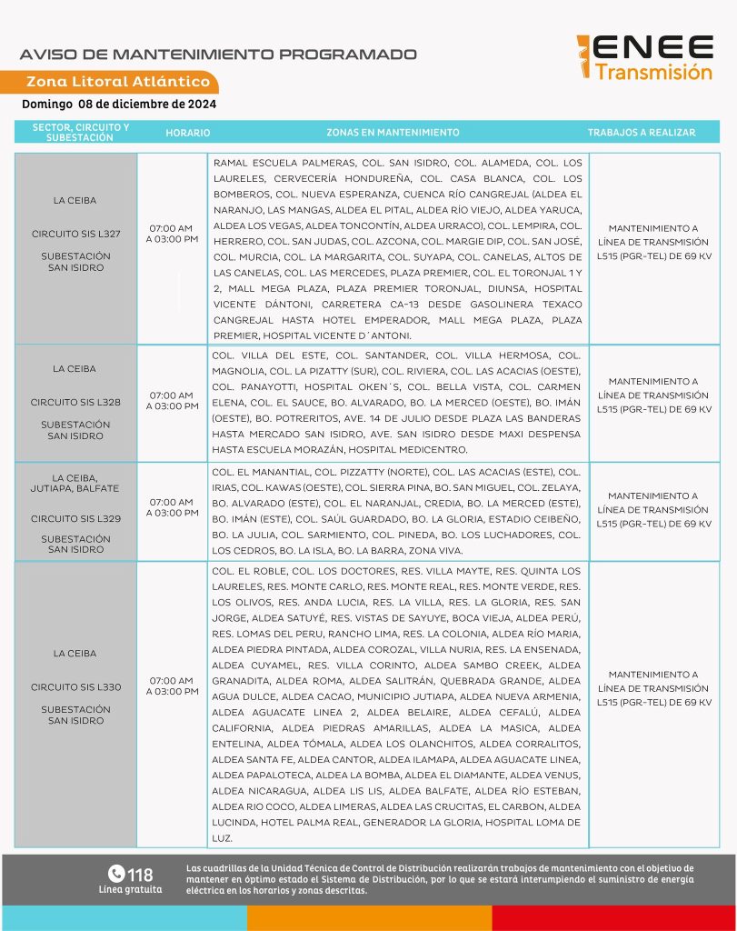 Lista de colonias que no tendrán luz pasado mañana