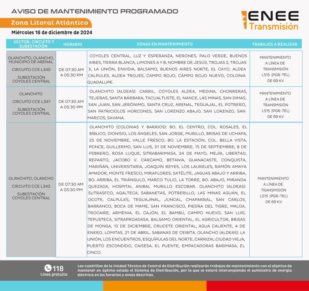 Lista de colonias que no tendrán luz pasado mañana