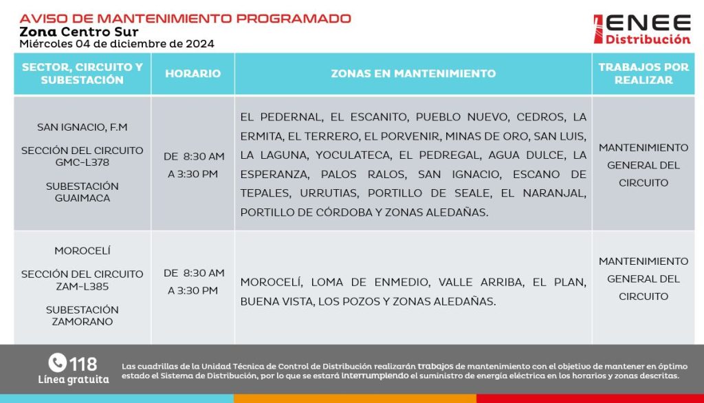 Lista de colonias que no tendrán luz pasado mañana