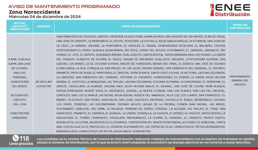Lista de colonias que no tendrán luz pasado mañana