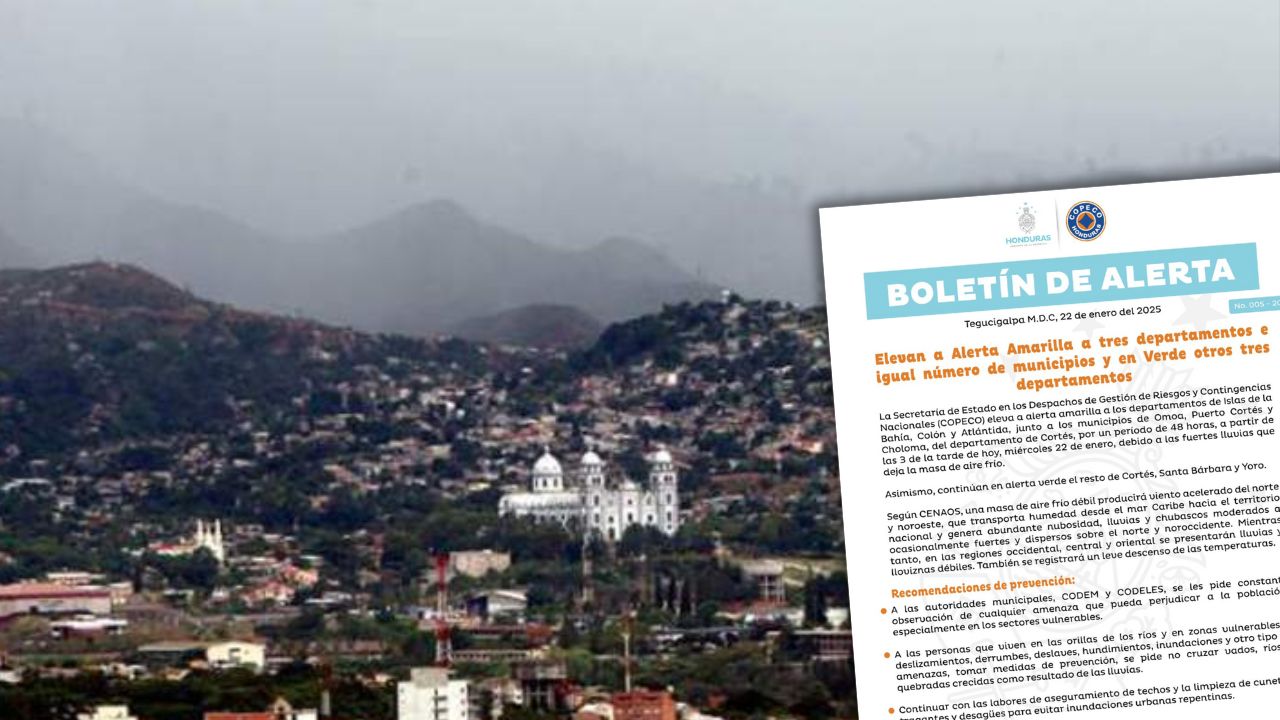 En alerta amarilla tres departamentos y tres municipios en Honduras: así estará el clima