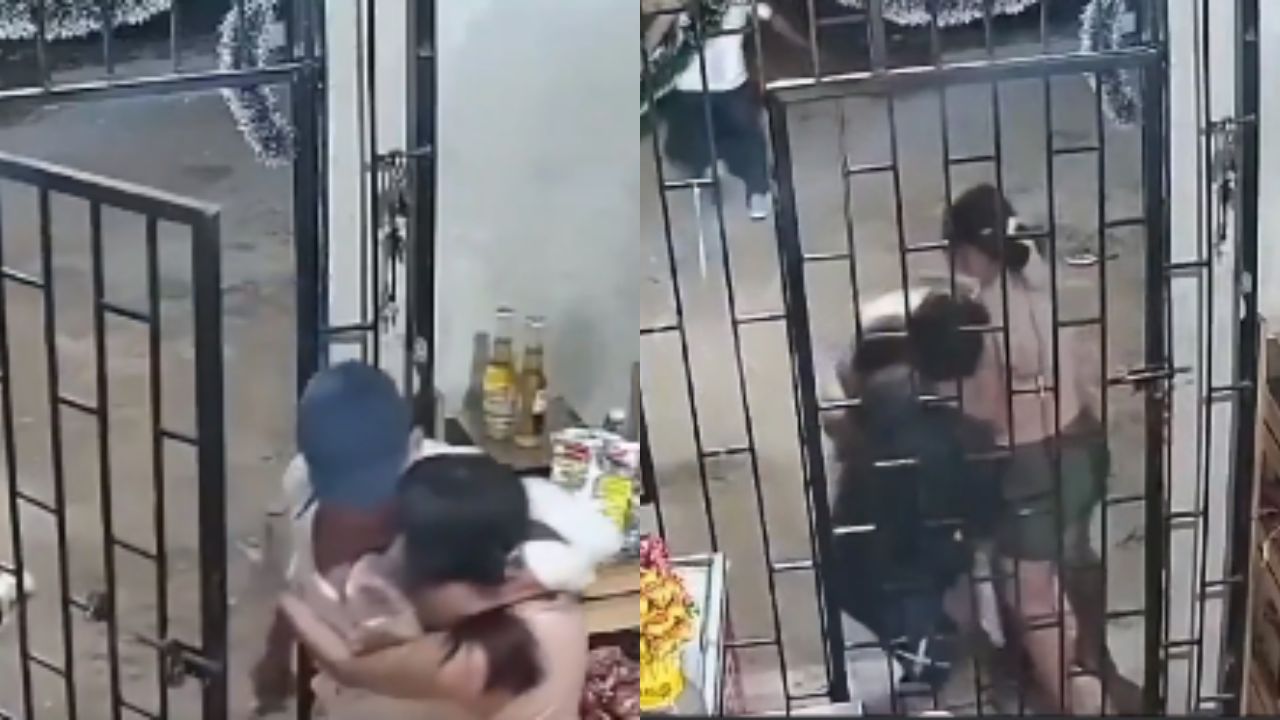 Cámara graba momento en que familia protegió su negocio al enfrentar a ladrones