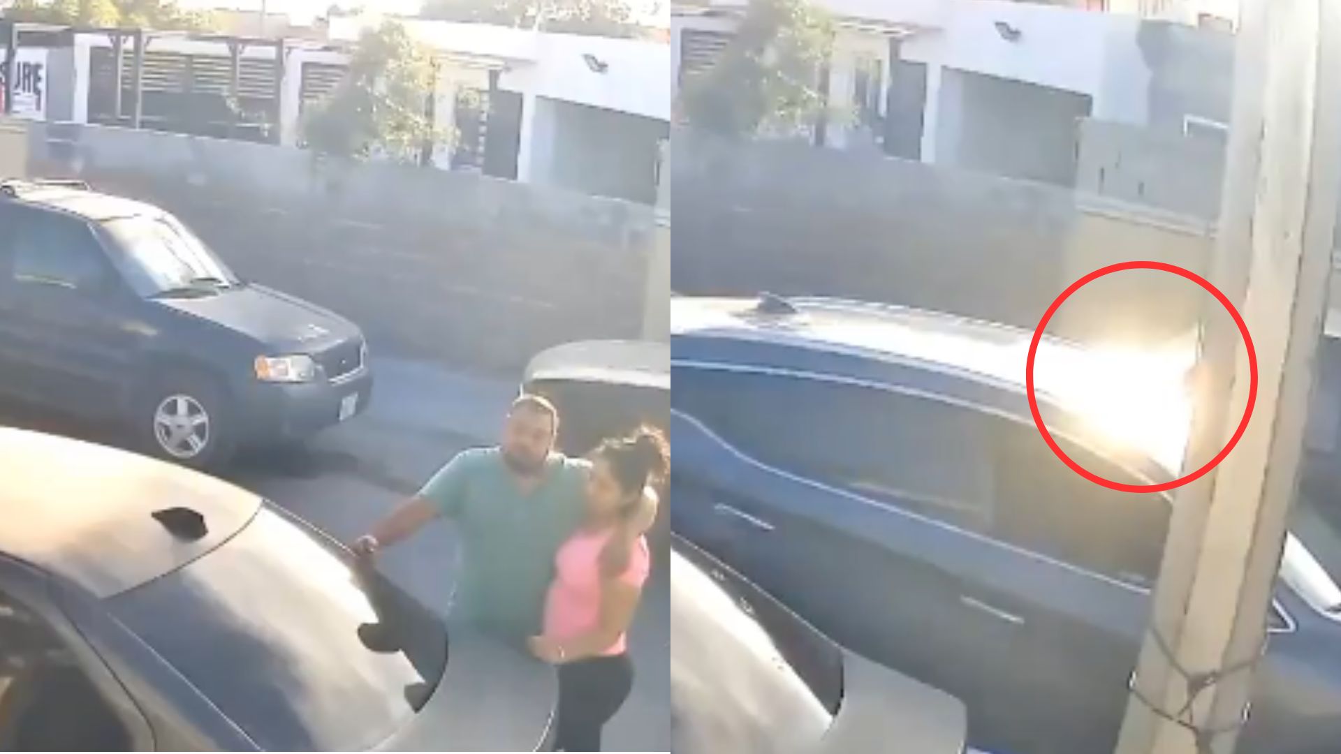 Cámaras captan momento en que sicarios se bajan de vehículo y matan a hombre