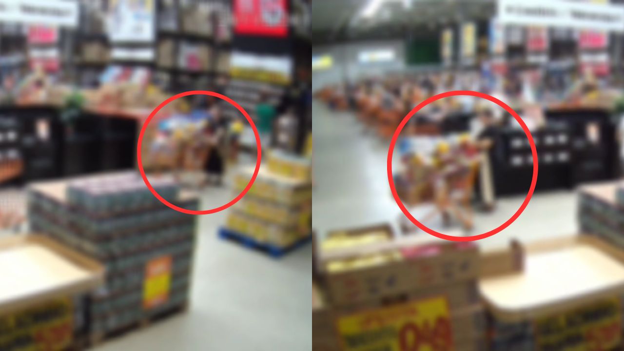 Exponen en vídeo a mujer que robó carrito de compras lleno en supermercado