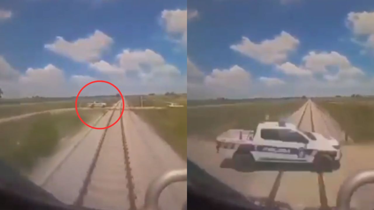 Vídeo: Patrulla policial fue arrastrada mientras pasaba sobre vías del tren