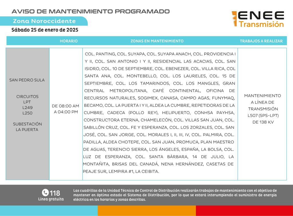 Lista de colonias que no tendrán luz pasado mañana